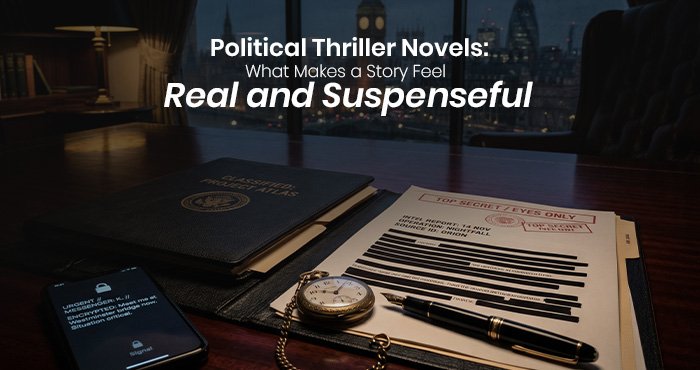 Political Thriller Novels featuring a government conspiracy board, secret documents, and a journalist uncovering political corruption